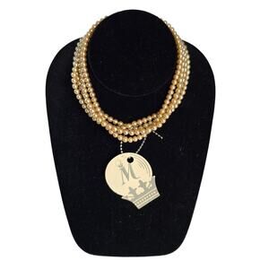 Vintage Marvella Simulated Pearl Choker Necklace Champagne 4 Strand Elegant